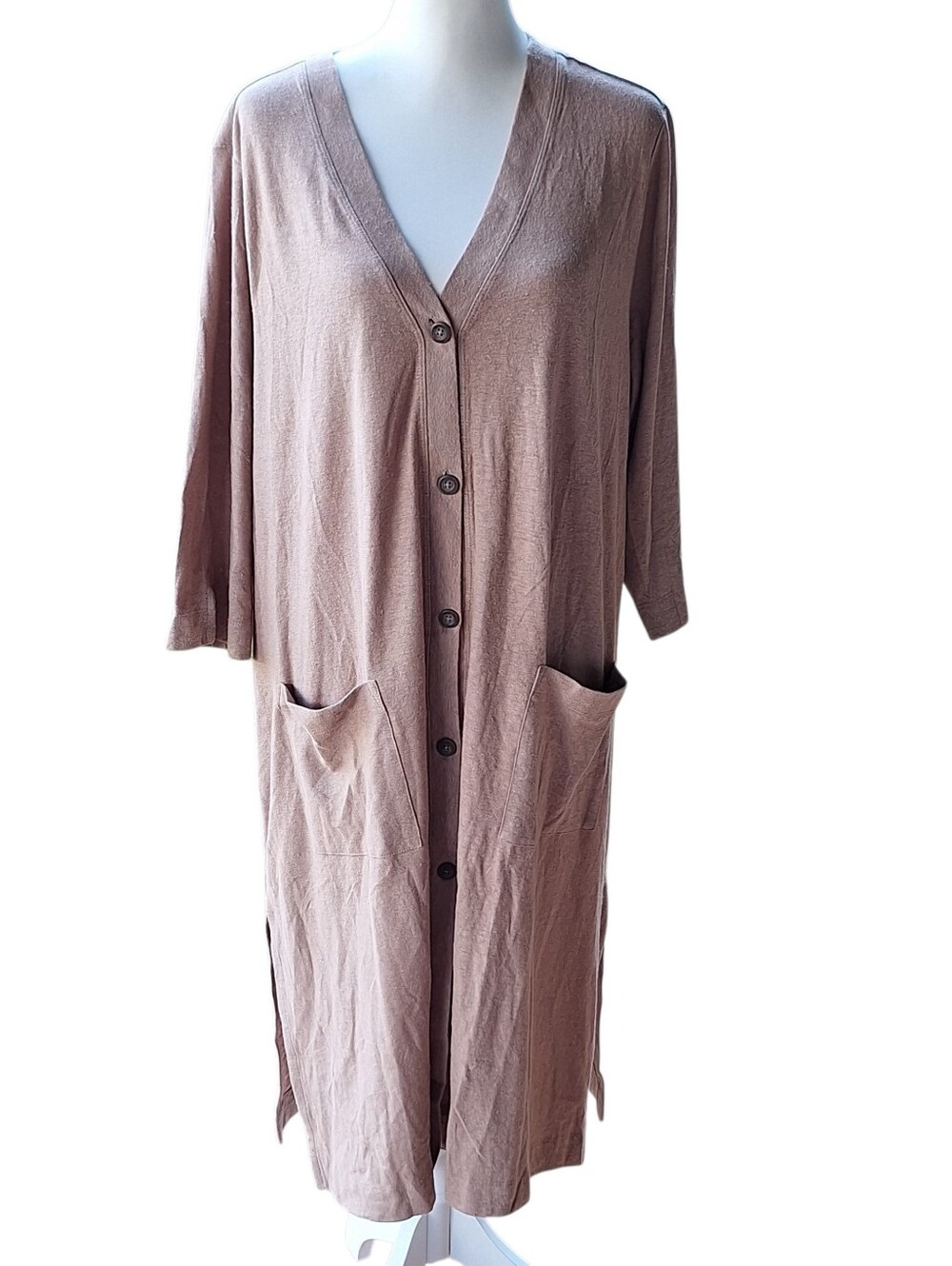 Pure J Jill Brown Womens 2X Cardigan Organic Cotton Hemp Basic Neutral Staple